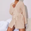 Label PLT Robe De Chambre Texturée Café Au Lait à Nouer Sur La Taille