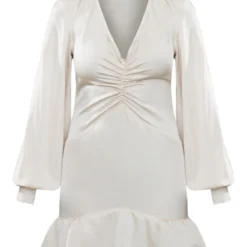 Robe Moulante Satinée Froncée Champagne à Décolleté Et Ourlet Volanté -Jupe Lumine Soldes Boutique aa31fa1d5ce426d81ae8c0a828fac2c8762114fa cnc2973 5