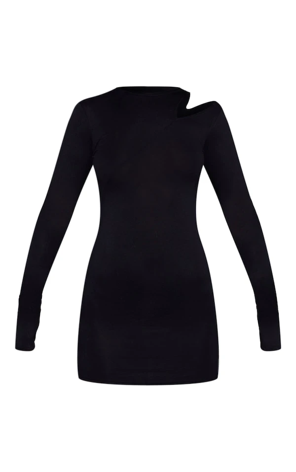 Robe Moulante Noir Profond à Découpes Et Manches Longues 5 Robe Moulante Noir Profond à Découpes Et Manches Longues – Image 5