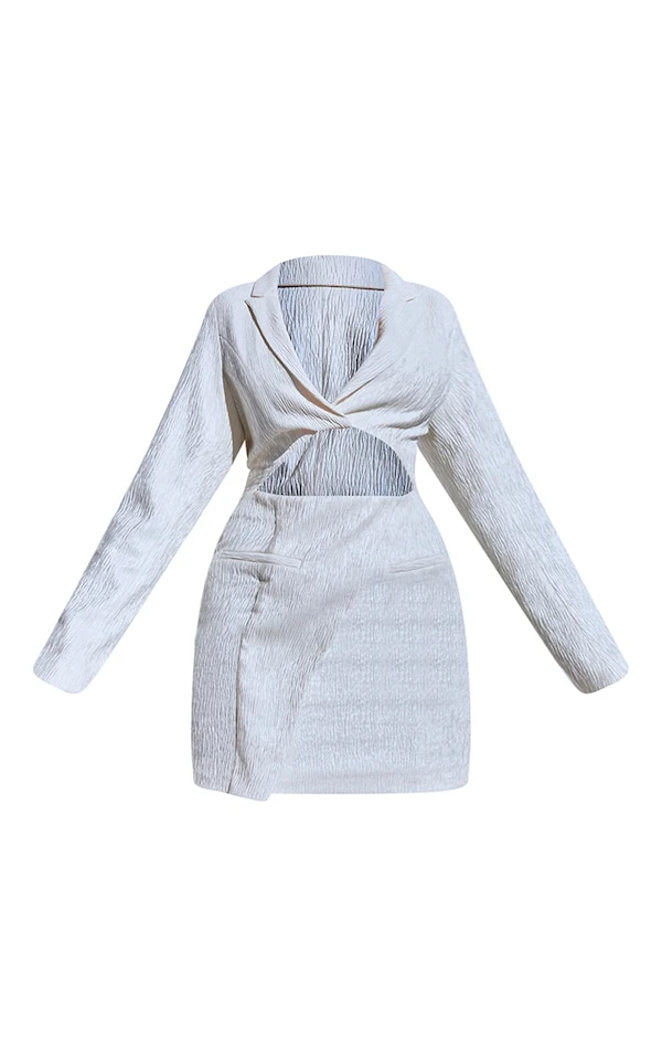 Robe Blazer Texturée Crème à Découpe Sur La Taille 5 Robe Blazer Texturée Crème à Découpe Sur La Taille – Image 5