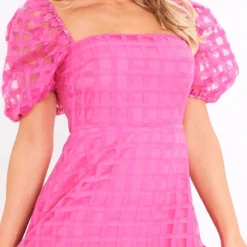 Robe Droite Oversize Rose Vif Imprimé Vichy à Manches Bouffantes 7 Robe Droite Oversize Rose Vif Imprimé Vichy à Manches Bouffantes -Jupe Lumine Soldes Boutique ab019d6b07078ab54428643f87f63c87a7e2112e cne2995 4