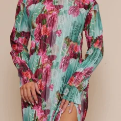 Robe Mi-longue Plissée Rose Imprimé Roses à Manches Longues Et Fente -Jupe Lumine Soldes Boutique aba1635a99a3a410811412b9be8b84e1c1cf05e7 cnd2180 4