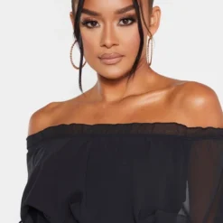 Robe Noire Fluide à Col Bardot Et Volants -Jupe Lumine Soldes Boutique abc84252a20323378ca960930056819dfcc8e8ac cmf6993 5