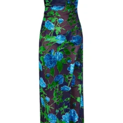 Robe De Plage Longue En Velours Fleuri Bleu Foncé Et Vert -Jupe Lumine Soldes Boutique ac208adcb92b708a39dfcaaee3953da1f4a308ed cna1941 5
