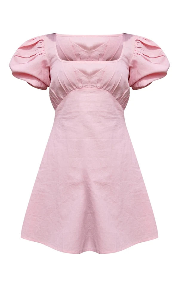 Robe Babydoll Rose Bonbon à Manches Bouffantes Et Col Carré 5 Robe Babydoll Rose Bonbon à Manches Bouffantes Et Col Carré – Image 5