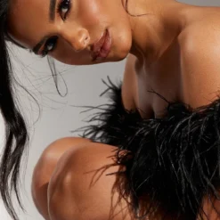 Robe Longue Bandeau Noire à Bordure En Plumes -Jupe Lumine Soldes Boutique aca63898a8cae55b61384ee6f60b466797d947e9 cna9194 4