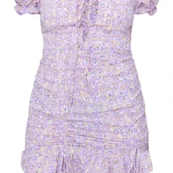 Robe Moulante Lilas Froncée à Petites Fleurs Et Manches Bouffantes -Jupe Lumine Soldes Boutique ad0190c9ea050502ab37f3c6764348b8d7931aa6 cnc9050 5