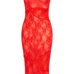 Robe Longue Asymétrique Transparente En Dentelle Rouge à Découpes -Jupe Lumine Soldes Boutique b031a711dfd126623e106a9fd453acf63e61051f cne3800 5