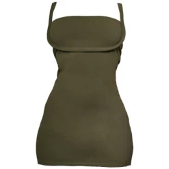 Robe Moulante Kaki à Détail Coutures Sur Le Buste Et Bretelles -Jupe Lumine Soldes Boutique b068a9837e48737d42c678827cf516398f83eb9f cnd4077 5