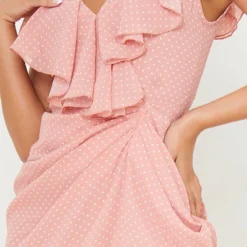 Robe Mi-longue Drapée Rose Imprimé Pois à Dos Lacé -Jupe Lumine Soldes Boutique b09bc8094ff929025d3e20adebb51249a25c4906 cms1808 5