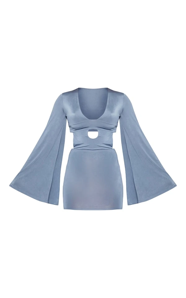 Robe Très Moulante Gris Anthracite à Découpes Et Manches évasées 5 Robe Très Moulante Gris Anthracite à Découpes Et Manches évasées – Image 5