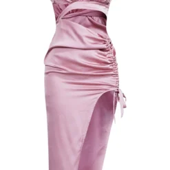 Robe Moulante Décolletée Froncée Satinée Mauve -Jupe Lumine Soldes Boutique b10f1157dced14b4f7e35f2d026bbe8f841b7a98 cnb7492 5