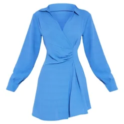 Robe Portefeuille Droite Froncée Bleue à Col -Jupe Lumine Soldes Boutique b13a594c9d7d2364595a050be41e9bab8bb20af9 cnb1007 5
