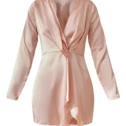 Robe Cache-coeur Satinée Nude à Manches Longues -Jupe Lumine Soldes Boutique b146d1869e4508b940994f05868bbc5f8b6c34cf clu9954 5