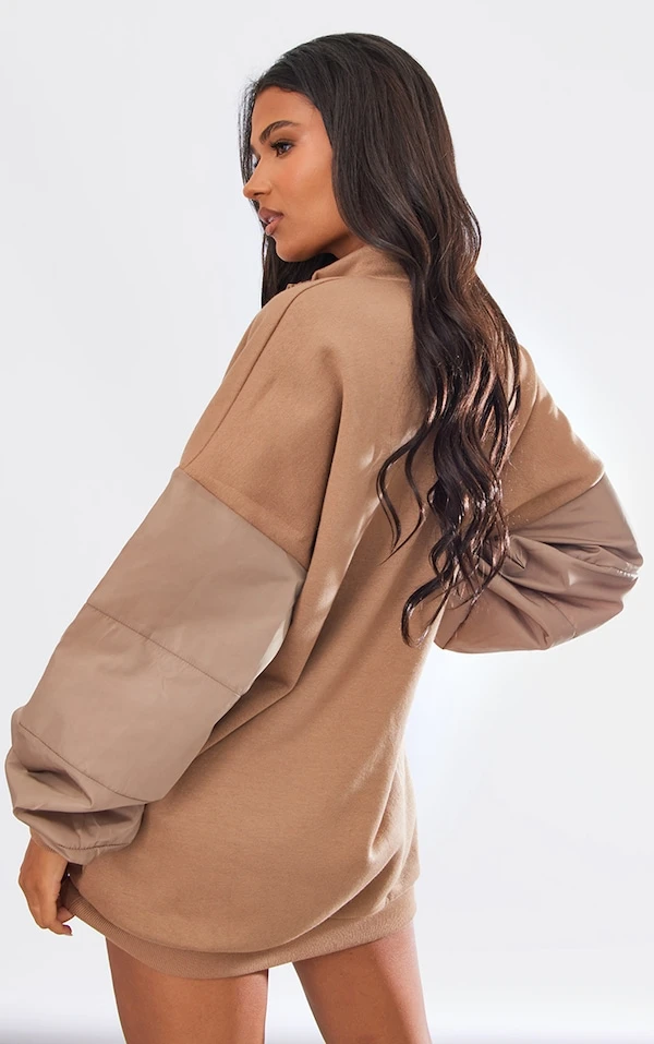 Robe Sweat Sable Oversize à Manches En Nylon Contrastantes 2 Robe Sweat Sable Oversize à Manches En Nylon Contrastantes – Image 2