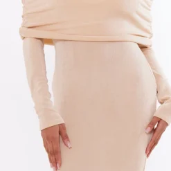 Robe Moulante Longue En Acétate Gris Pierre à Manches Longues Et Col Bardot -Jupe Lumine Soldes Boutique b1dd7da8ff1383dd9d50c5d253ce1517a5000656 cnd7640 4