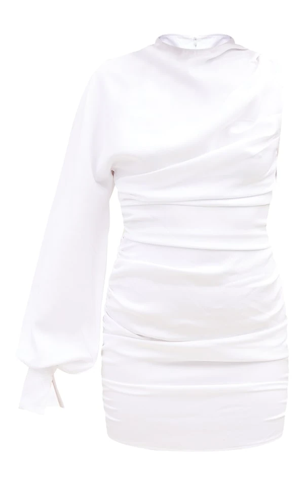 Robe Moulante En Maille Blanche à Manche Unique Et Fronces 5 Robe Moulante En Maille Blanche à Manche Unique Et Fronces – Image 5