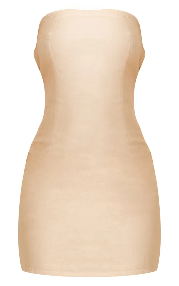 Robe Bustier Droite Effet Lin Gris Pierre Découpée Dans Le Dos 5 Robe Bustier Droite Effet Lin Gris Pierre Découpée Dans Le Dos – Image 5