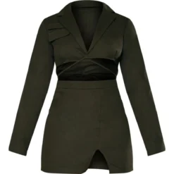 Robe Moulante Style Blazer Utilitaire Kaki En Maille Tissée à Découpes Et Taille Nouée -Jupe Lumine Soldes Boutique b35adf69ad3e2660612c4815f17113ccc0f63f04 cnb9159 5
