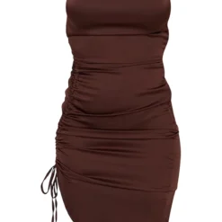 Pure Robe Mi-longue Satinée Marron Chocolat à Bretelles Et Fronces Sur Le Côté -Jupe Lumine Soldes Boutique b3f3393b8c83739ac9267841f309a7e762261e8c cmp8335 6