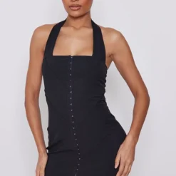 Robe Moulante Dos Nu En Maille Tissée Stretch Noire à Oeillets & Crochets -Jupe Lumine Soldes Boutique b4944d321a28a7d5a2368d17d44a1defb5172f9b cnd5852 1