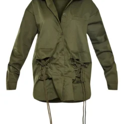 Robe Chemise Oversize En Maille Sergée Kaki à Poches Lacées -Jupe Lumine Soldes Boutique b58bcd9c2c6287f813dcb54ae08c843fde075693 cna3020 5