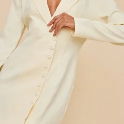 Robe Blazer Tissée Crème à Boutons -Jupe Lumine Soldes Boutique b785567b0258fa8ce6dd4e4cc2c10dde056179a2 cnc2991 4