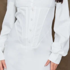 Robe Chemise Style Corset Blanche à Manches Longues -Jupe Lumine Soldes Boutique b7a1a4c3597c9cabd08c8d1e068b6f8dba16ef50 cnb9191 4