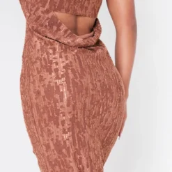 Robe Longue Bustier Texturée Marron Chocolat Métallisée à Dos Bénitier -Jupe Lumine Soldes Boutique b7fe149075df402d6133df6fc9b957433a500517 cnd7637 4