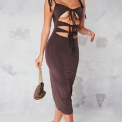 Robe Mi-longue Moulante Chocolat à Liens Noués Multiples -Jupe Lumine Soldes Boutique b81b9c00417bc7cb146d3dc602ae81020d91c4a0 cnb0734 3