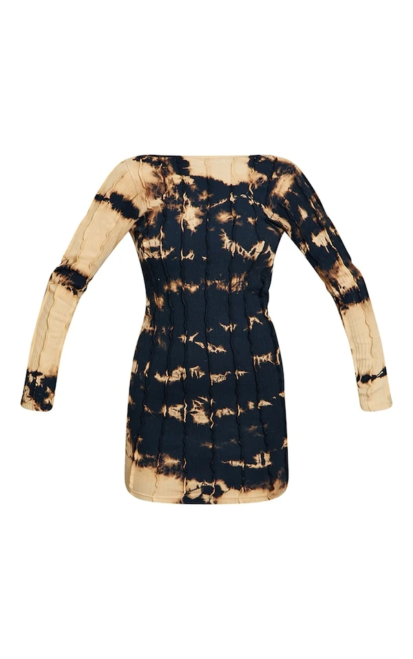 Zero Robe Moulante Tie & Dye Noire Découpée à Coutures Apparentes 5 Zero Robe Moulante Tie & Dye Noire Découpée à Coutures Apparentes – Image 5