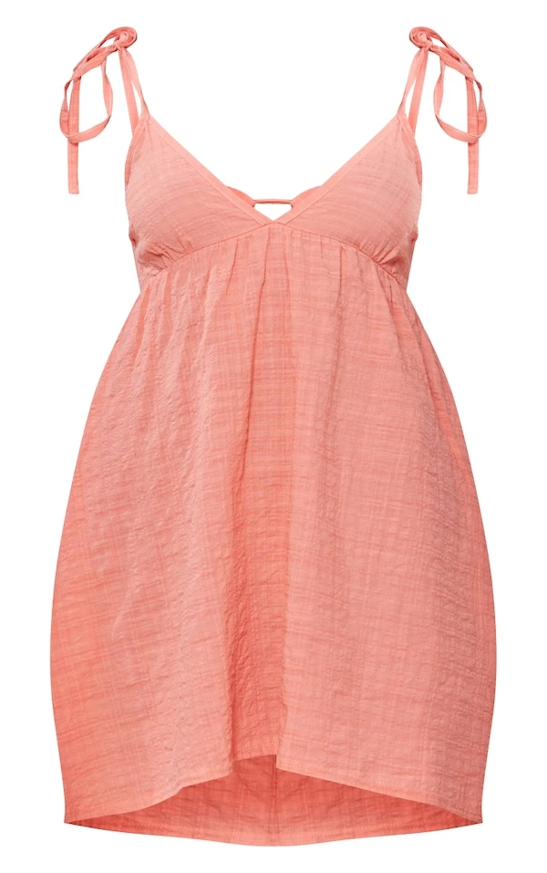 Robe Droite Pêche Effet Lin Découpée à Dos Noué 5 Robe Droite Pêche Effet Lin Découpée à Dos Noué – Image 5