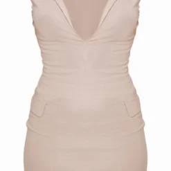 Robe Moulante Décolletée Sable Sans Manches à Détail Poches -Jupe Lumine Soldes Boutique ba5b3de3429bb3bc819a64df076ec332c2be60d2 cne1403 5