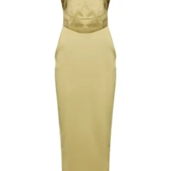 Robe Longue Satinée Vert Olive à Découpes Et Bretelles -Jupe Lumine Soldes Boutique ba77238861fa2d5b59f5589dee62e7b4eea7bd51 cne1426 5