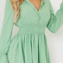 Robe Chemise Vert Sauge Resserrée à La Taille 8 Robe Chemise Vert Sauge Resserrée à La Taille -Jupe Lumine Soldes Boutique bbf7e22f9654b734deffc57bba123ea12c90a304 cms1631 4