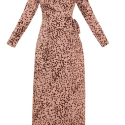 Robe Longue Portefeuille Imprimée Dalmatien Rose Cendré à Manches Longues -Jupe Lumine Soldes Boutique bcf965b8df3a55d403cb3367e5cb298da477ebab cmq2165 6