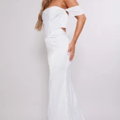 Robe-corset Longue Blanche à Dos Nu Découpé Et Col Bardot -Jupe Lumine Soldes Boutique bd0d46da81b875e7227314cff43cf539f6d26b9a cne2933 3