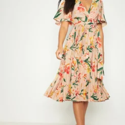 Robe Mi-longue Fleurie Plissée Rose -Jupe Lumine Soldes Boutique bdcc8d63a538cbcea95a8a318593355734e02573 CLW7880 4