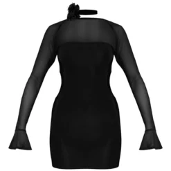 Robe Moulante Noire Découpée à Manches Flare En Mesh -Jupe Lumine Soldes Boutique be064d129efaab54ee38fdc87b78537b73827a99 cnc2324 5