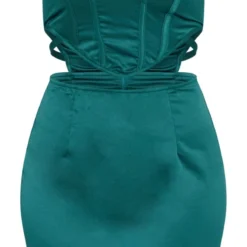 Robe Moulante Bustier Satinée Vert émeraude à Corset Découpé -Jupe Lumine Soldes Boutique be2897141a4033438b4bfdf39f2a850ce230fa91 cnb2495 5
