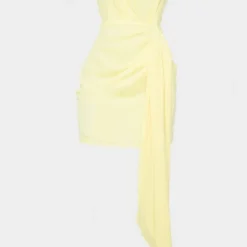 Robe Moulante Asymétrique En Mousseline De Soie Jaune Citron Détail Drapé -Jupe Lumine Soldes Boutique be995b05ffd509f9137ff300f8352484a08d30e1 cmr7637 6