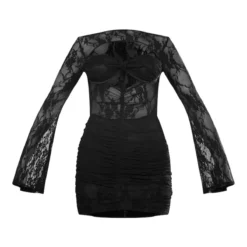Robe Moulante En Dentelle Transparente Noire à Fronces Et Armatures -Jupe Lumine Soldes Boutique bec68b2bf39ebc0b824e7d6754b7e44c6227830c cnc7711 5