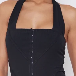 Robe Moulante Dos Nu En Maille Tissée Stretch Noire à Oeillets & Crochets -Jupe Lumine Soldes Boutique bfab7dcd4cf1d556c87e91617551323b8833f479 cnd5852 4