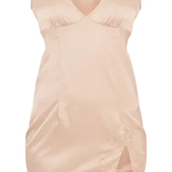 Robe Droite Satinée Nude Décolletée Nouée à La Taille à Ourlet En Dentelle 9 Robe Droite Satinée Nude Décolletée Nouée à La Taille à Ourlet En Dentelle -Jupe Lumine Soldes Boutique bfdbcbcf8678831848d59544c2a2d1fce5f6eea0 cnd2230 5