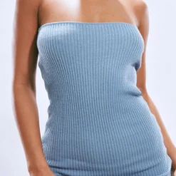 Robe Bustier Bleu Ardoise En Maille Tricot Côtelée -Jupe Lumine Soldes Boutique c005a947fb6d64cb7376b1494186504df952de09 cnd2071 4