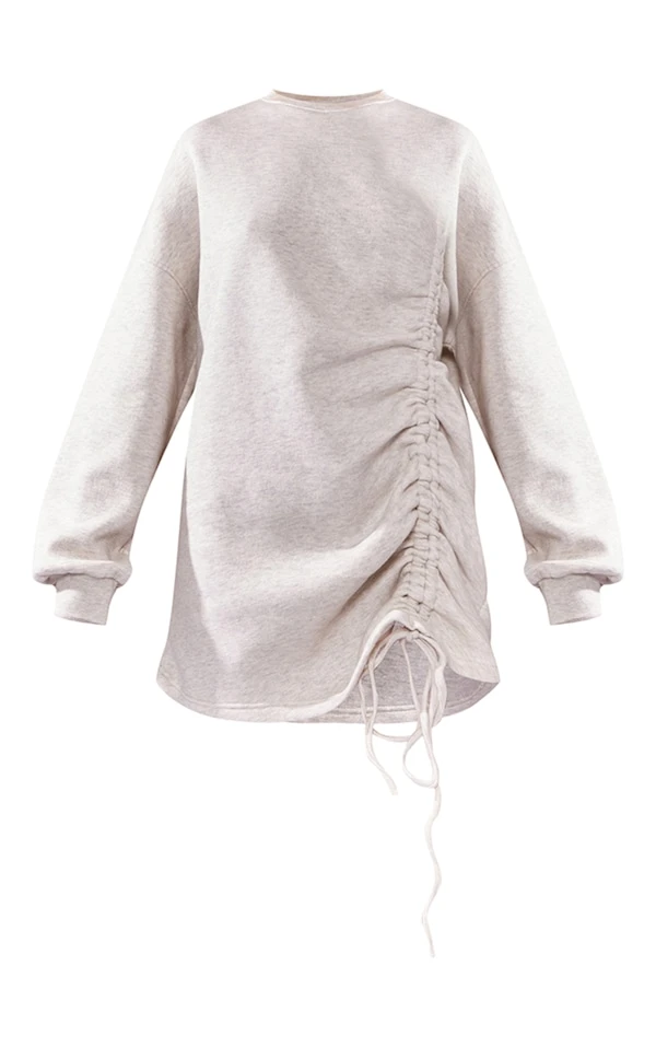 Robe Pull Oversize Avoine En Sweat Froncé Oversize à Col Ras 5 Robe Pull Oversize Avoine En Sweat Froncé Oversize à Col Ras – Image 5