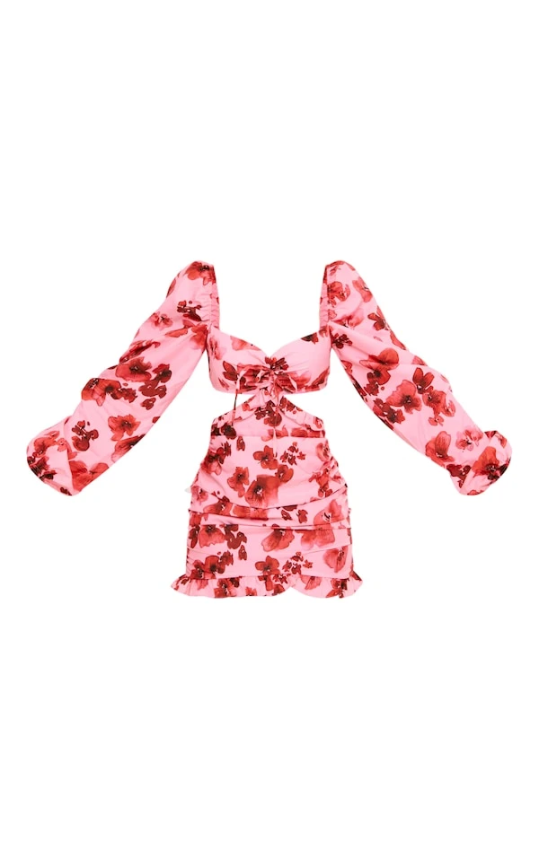 Robe Droite Fleurie Rose à Dos Découpé 5 Robe Droite Fleurie Rose à Dos Découpé – Image 5