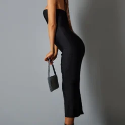 Robe Mi-longue Noire à Détail Corset Bandage -Jupe Lumine Soldes Boutique c1022f865fe9286d60d663a3e09b933f39e4b620 cnb7996 3