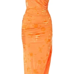 Robe Fendue Mi-longue Style Cache-coeur Drapée Orange à Fleurs Dévorées -Jupe Lumine Soldes Boutique c145d805c9b4f589192694fdc6f9509851b5690b cne2985 5