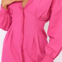 Robe Chemise Ajustée Rose Vif à Manches Longues -Jupe Lumine Soldes Boutique c151a786fe91a5256979defd7e709736c84dceeb cne1922 4